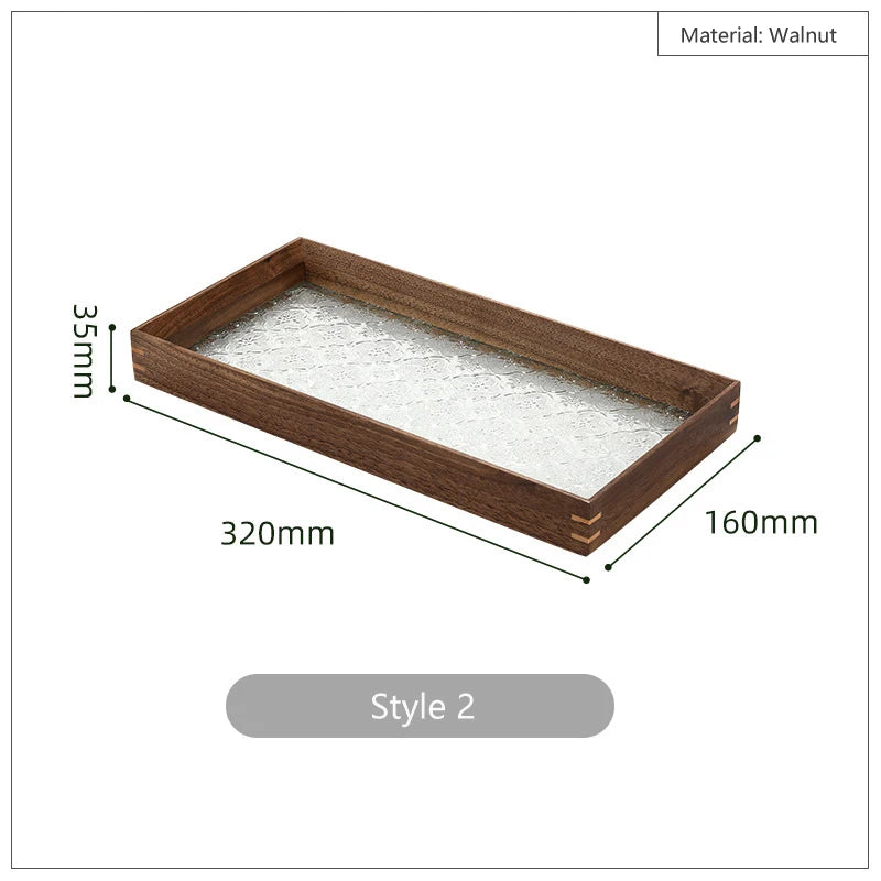 HeMu Vintage cherry-apple flower glass wooden tray tabletop decoration set aromatreatment tea sea reception tea tray